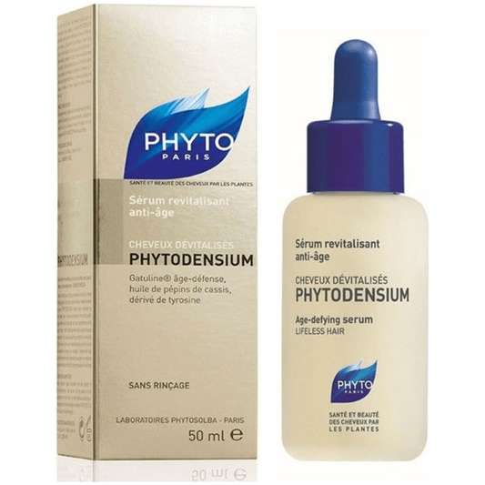 Phyto Phytodensium Anti-Aging Hair Serum by Pasteur Pharmacy, 1.7 oz bottle, smooths and revitalizes aging hair.