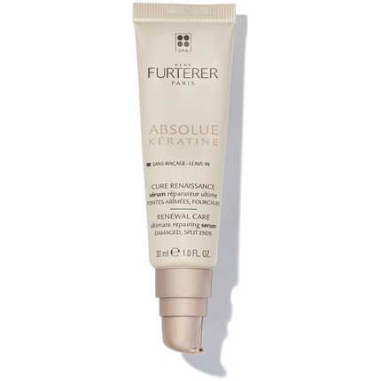 Rene Furterer Absolue Keratine Hair Serum in 30ml bottle, smooths and repairs damaged hair with nourishing keratin formula.