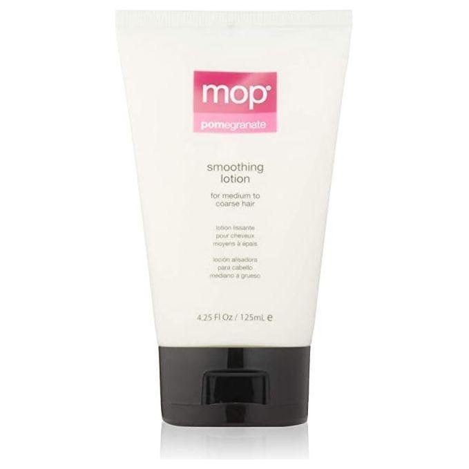 Pasteur Pharmacy MOP Pomegranate Smoothing Lotion 4.25 oz for hair, showing the bottle with pomegranate design and product label.