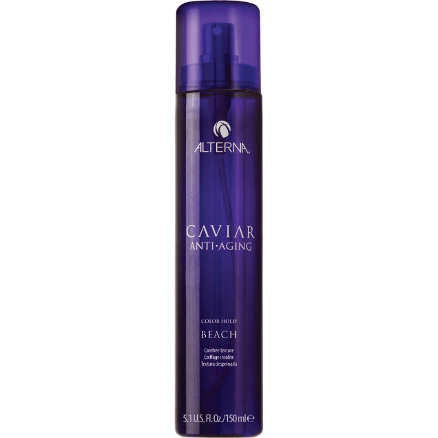 Alterna Caviar Anti-Aging Color Hold Beach Spray in 5.1oz bottle, designed for textured, sun-kissed hair with a natural finish.