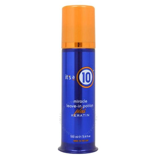 It's A 10 Miracle Leave-In Plus Keratin Hair Spray by Pasteur Pharmacy, 100ml bottle showing the spray nozzle and label.