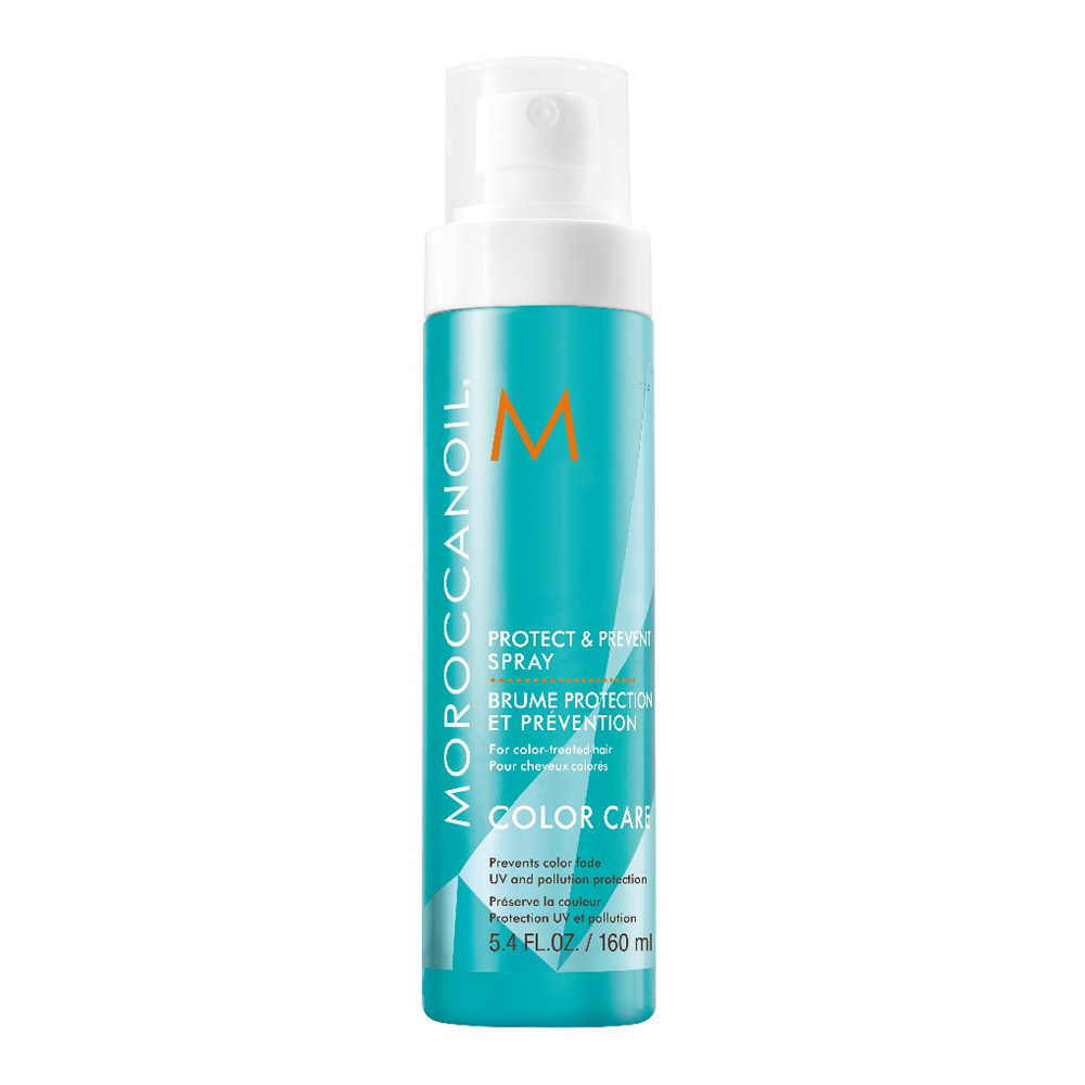 Moroccanoil Color Complete Protect & Prevent Hair Spray in 5.4 oz bottle, designed to shield and preserve colored hair.