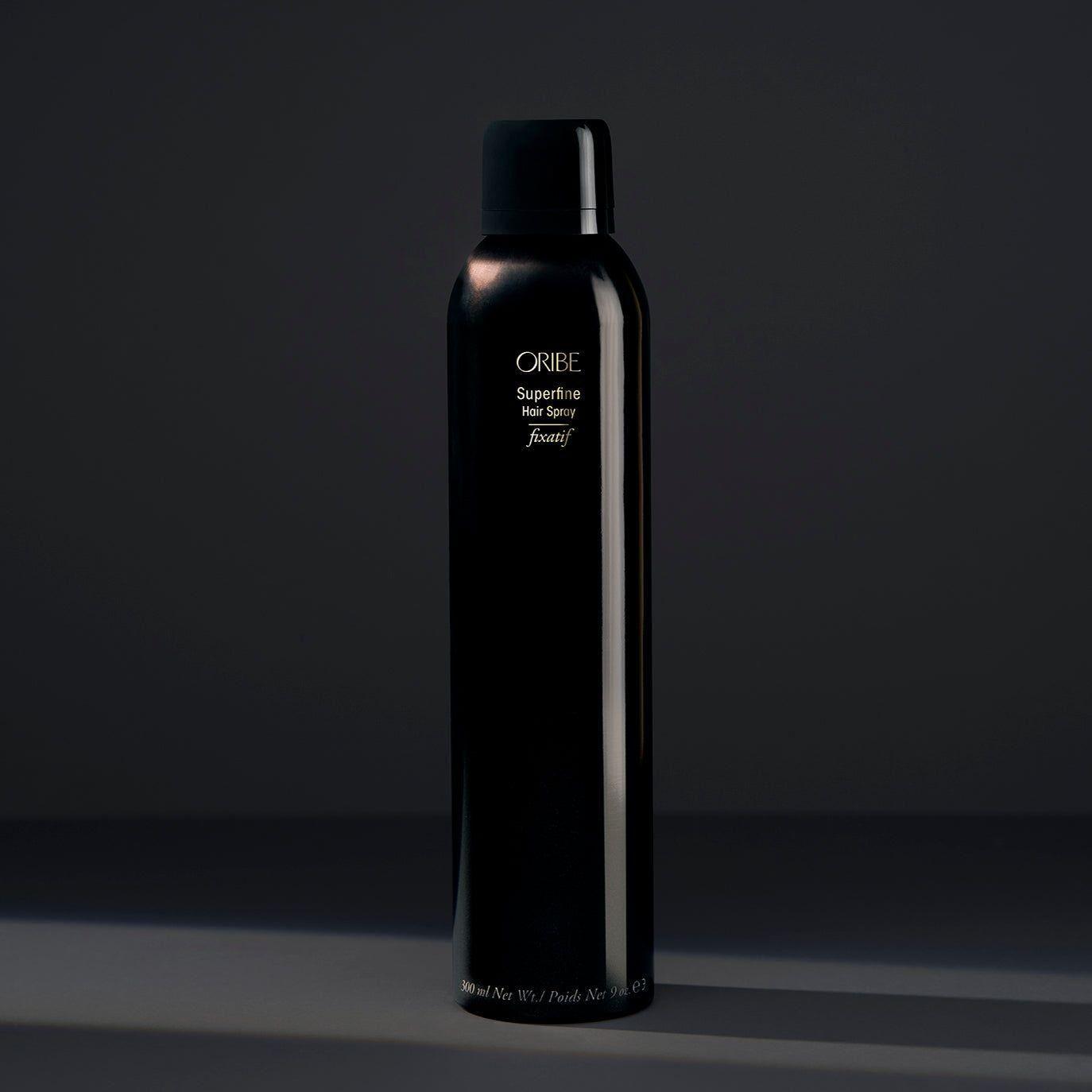 Oribe Superfine Hair Spray 300 ml bottle, lightweight styling spray with a sleek design for natural hold and shine.