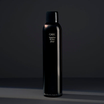 Oribe Superfine Hair Spray 300 ml bottle, lightweight styling spray with a sleek design for natural hold and shine.