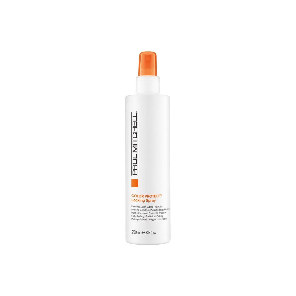Paul Mitchell Color Protect Locking Spray 8.5 oz hair spray for color-treated hair, shown in the image.