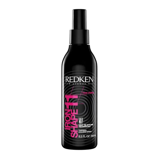 Redken Iron Shape 11 finishing thermal spray in 250ml bottle, provides heat protection and style hold for hair.