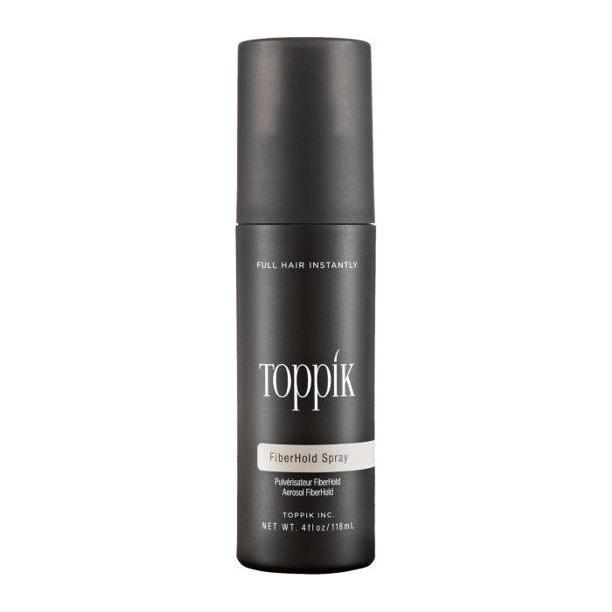 Toppik FiberHold Spray 4 oz hair spray by Pasteur Pharmacy, designed to hold hair fibers securely and add volume.
