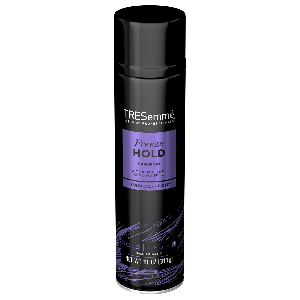 TRESemme Tres Two Freeze Hold Hair Spray 11 oz bottle with black cap and clear spray nozzle, designed for strong hold and styling.