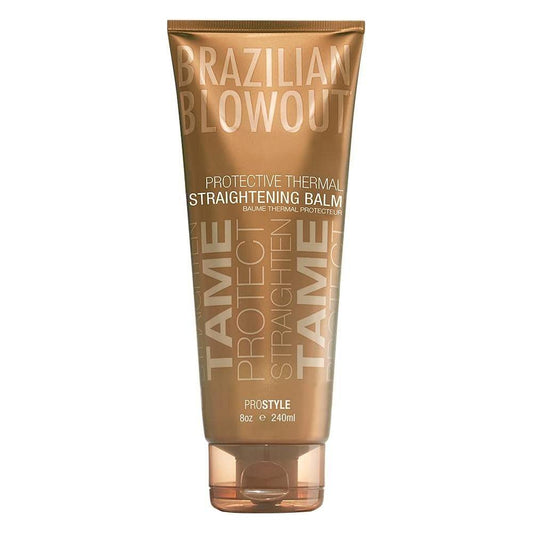 Brazilian Blowout Acai Protective Thermal Straightening Balm, 8 oz, hair styling balm for smooth, straight hair with thermal protection