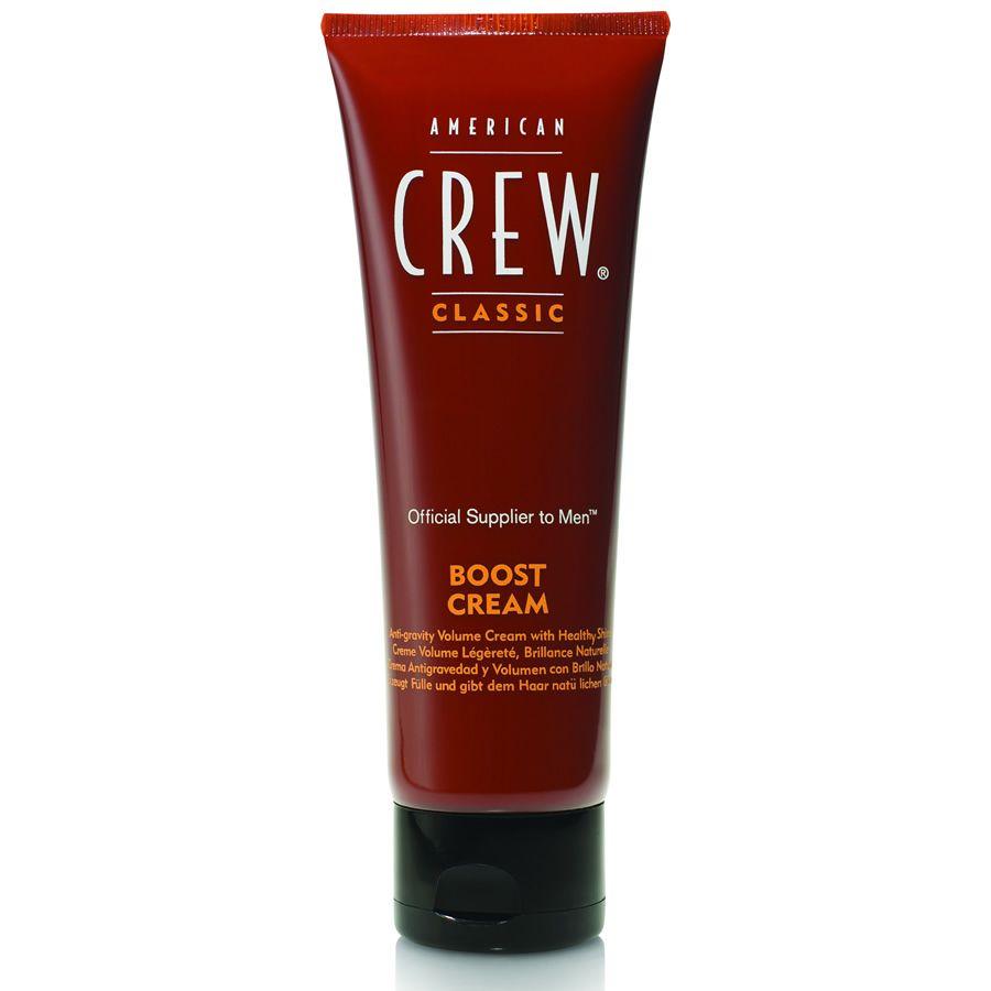 American Crew Classic Boost Cream hair styling cream in a 4.23 oz tube, designed for adding volume and hold to hairstyles.