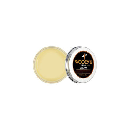 Woody's For Men flexible styling cream in 3.4oz jar, hair styling cream by Pasteur Pharmacy for men with natural finish