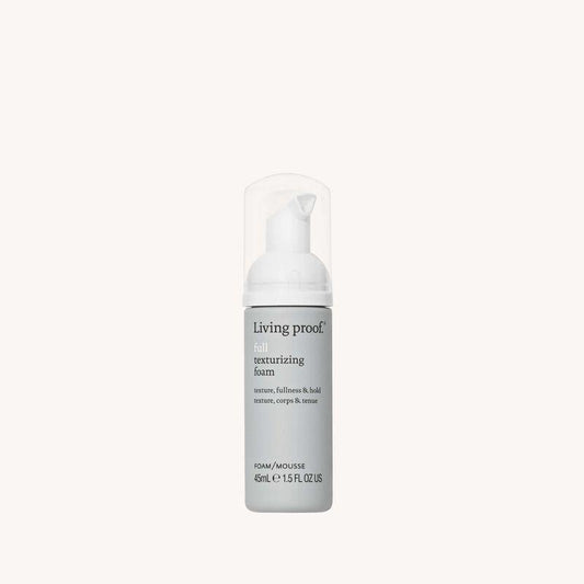 Living Proof Full Texturizing Foam 5 oz, hair styling foam with natural volume and texture for tousled, full-bodied hair.