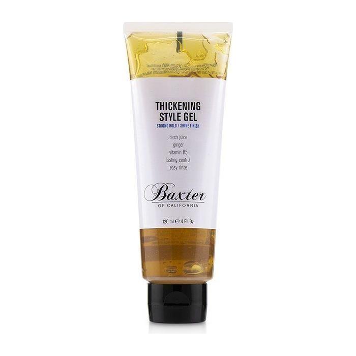 Baxter of California Thickening Styling Gel in a 4 oz tube, designed for hair styling and volume enhancement.