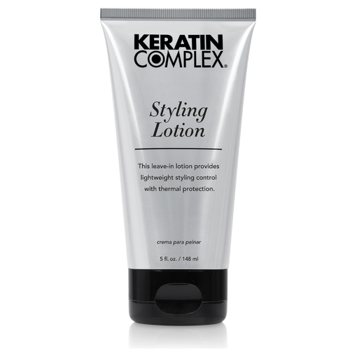 Keratin Complex Hair Styling Lotion in 148ml bottle, providing smooth, manageable hair with natural shine and control.