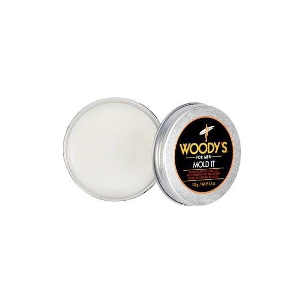 Woody's for Men Mold It Matte Styling Paste 3.4 oz in a jar, ideal for textured, matte hair styling by Pasteur Pharmacy.