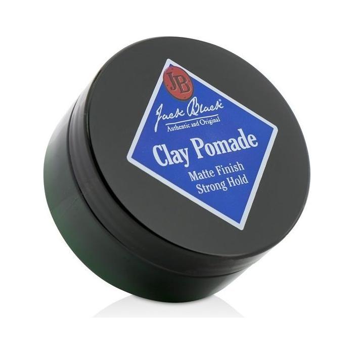 Jack Black Clay Pomade with matte finish and strong hold, 2.75 oz, for versatile hair styling and texture.