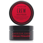 American Crew Cream Pomade 3 oz in a jar, used for hair styling to add shine and hold, displayed with product label visible.