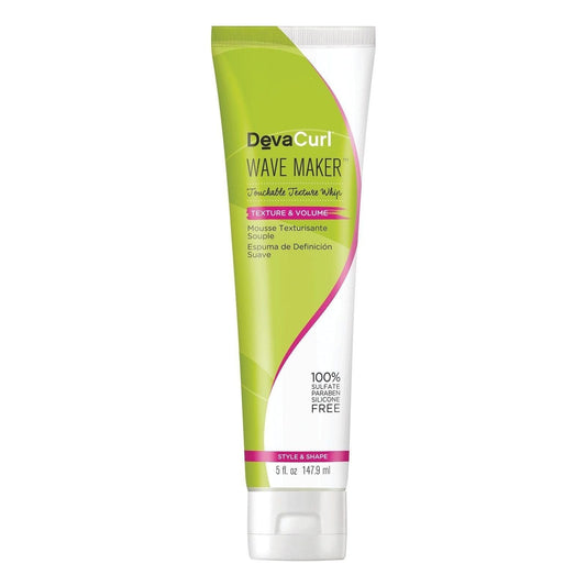 DevaCurl Wave Maker Touchable Texture Whip 5 oz for styling curly hair, adds volume and a natural finish