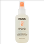 Rusk Thick Body & Texture Amplifier hair styling product in 6 fl oz bottle, designed to add volume and texture to hair.