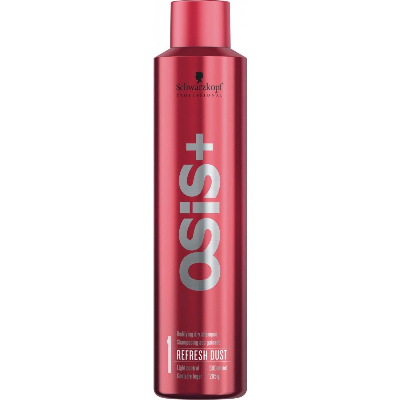 Schwarzkopf Professional Osis+ Refresh Dust hair styling product in 3oz container, with a sleek black and orange design.