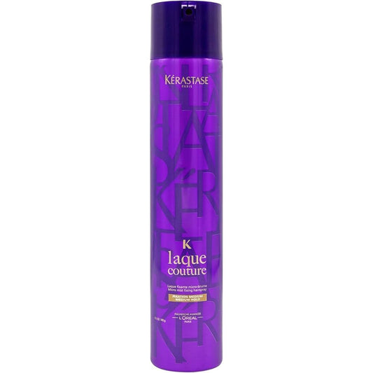 Kérastase Couture Styling Laque Couture hairspray in 10.5 oz bottle, professional hair styling product with a sleek design