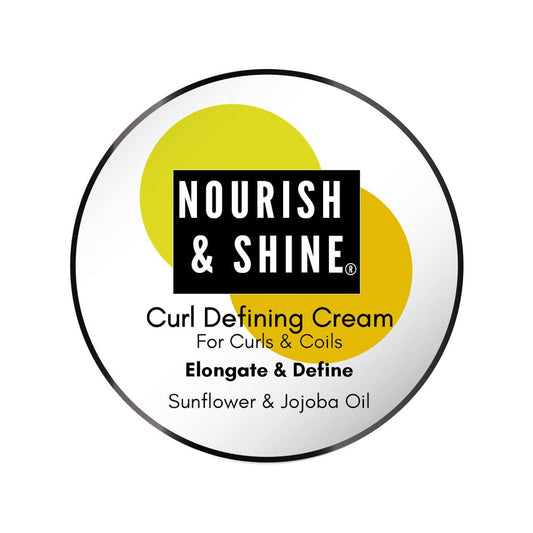 Pasteur Pharmacy Nourish & Shine Curl Defining Cream, 6oz, for elongating and defining curly hair with a smooth, shiny finish.