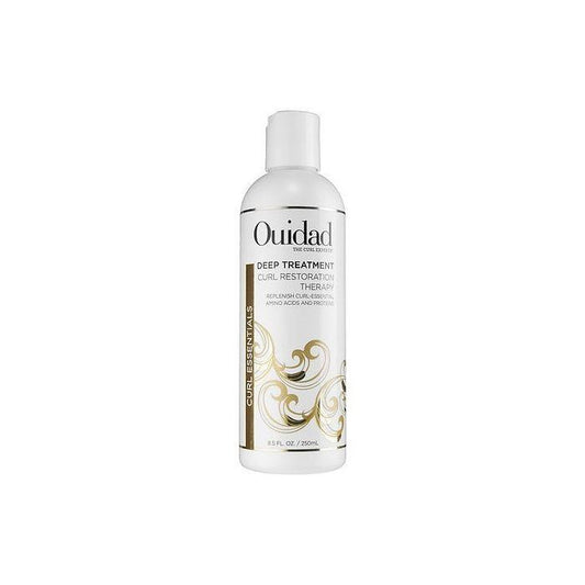Ouidad Deep Treatment Curl Restoration Therapy bottle, 8.5 oz, a hair styling product for nourishing and restoring curly hair.