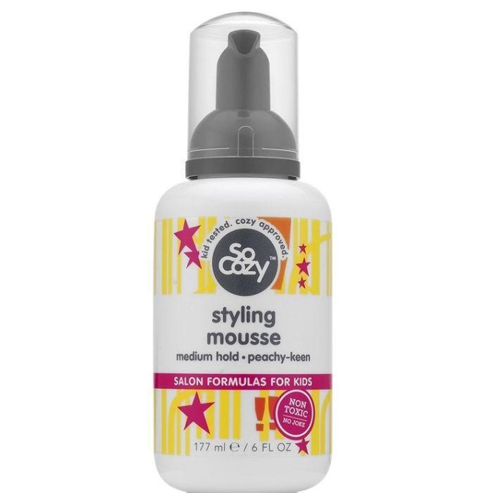 SoCozy Behave Styling Mousse with medium hold in a 6 oz bottle, designed for hair styling and volume.