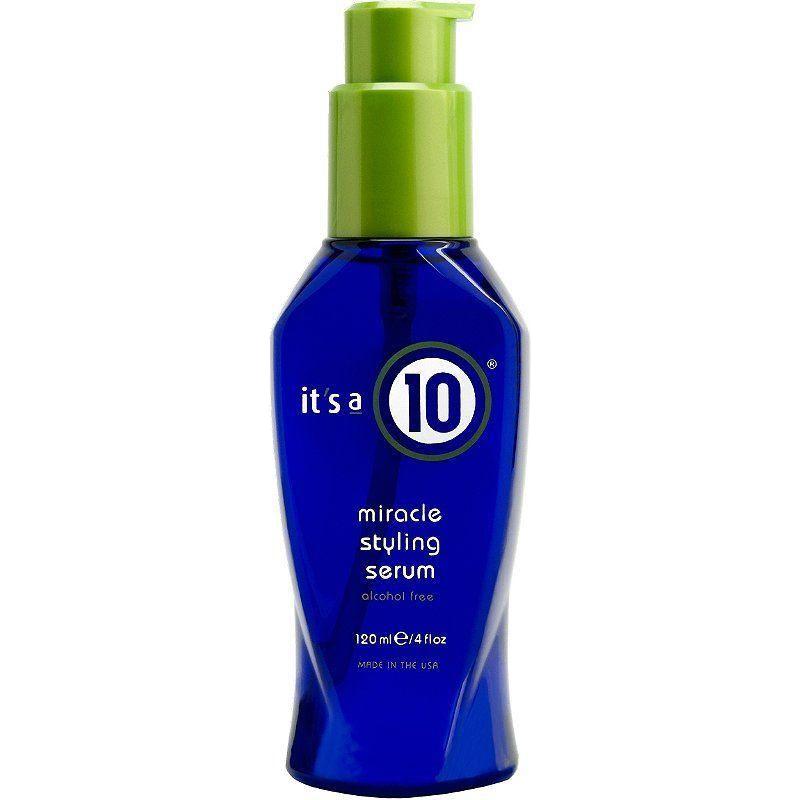 It's a 10 Miracle Styling Serum 4 oz bottle from Pasteur Pharmacy, showcasing the clear plastic container with the product label.