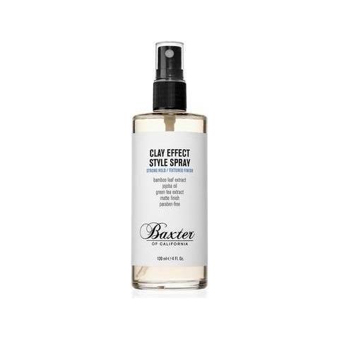 Baxter of California Clay Effect Style Spray in 4oz bottle, hair styling spray for textured, matte finish, displayed on a plain background