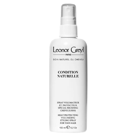 Leonor Greyl Condition Naturelle heat protecting styling spray in a 5.2 oz bottle, used for hair styling and heat protection.