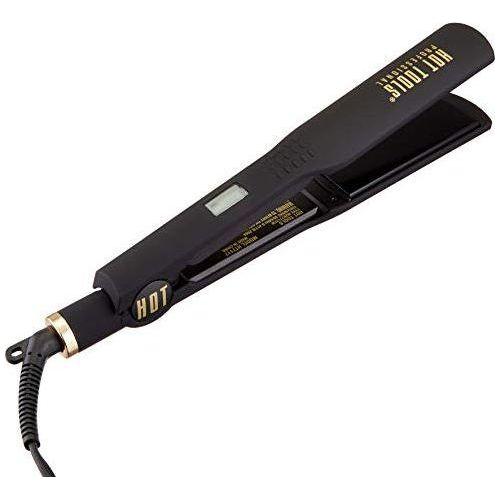 Hot Tools 1 1/4 inch Black Gold digital salon flat iron for hair styling, with sleek black and gold finish.
