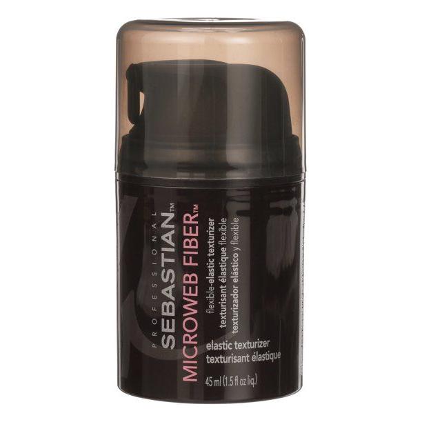 Sebastian Professional Microweb Fiber elastic hair texturizer in 1.5 oz tube showing the product packaging and applicator