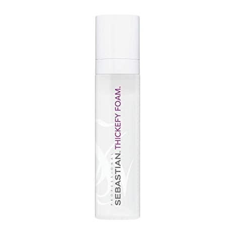 Sebastian Thickefy Foam weightless hair thickener in 6.8 oz bottle, natural-looking volume and fullness for fine hair.