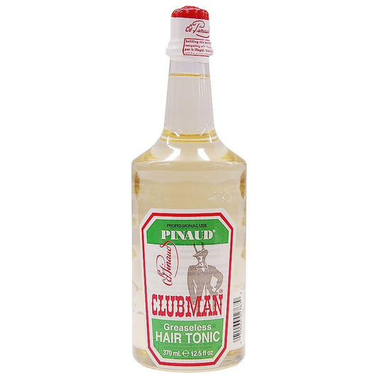 Clubman Pinaud Hair Tonic 12.5 oz bottle, hair tonic product with a classic design, used for hair care and scalp health.