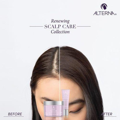 Alterna Renewing Scalp Care Peppermint Leave-On Treatment in 2.5 oz bottle, designed to refresh and soothe the scalp.