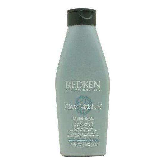 Redken Clear Moisture Moist Ends leave-in hair treatment in 5 fl oz bottle, designed to hydrate and protect hair ends.