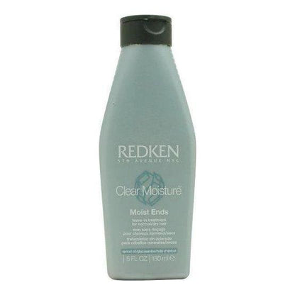 Redken Clear Moisture Moist Ends leave-in hair treatment in 5 fl oz bottle, designed to hydrate and protect hair ends.