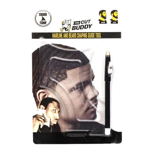 Pasteur Pharmacy The Cut Buddy Barber beard and haircut trim guide, black plastic tool for precise grooming and shaping.