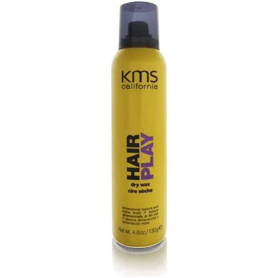 KMS HairPlay Dry Wax Spray in 4.6oz bottle, styling hair wax spray with matte finish for textured, flexible hold.