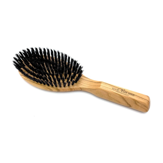 Dural Hairbrush by Pasteur Pharmacy with 9 rows, olive wood handle, and natural bristles for gentle hair detangling.