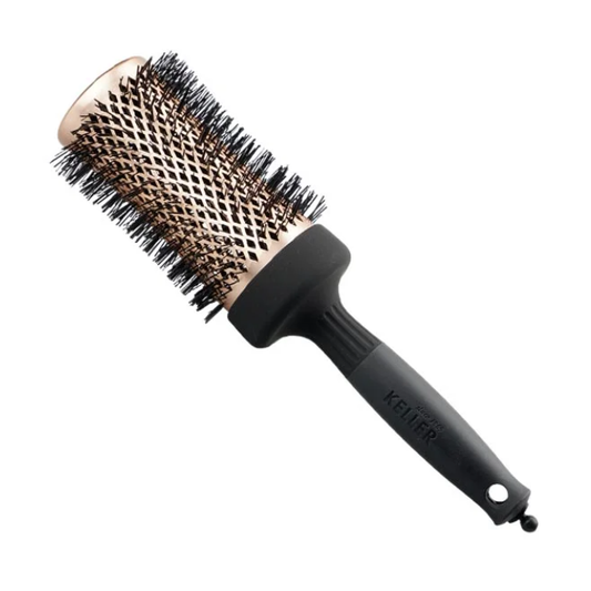Keller Copper-Line 53mm Tourmaline and Ionic Ceramic Curler hairbrush with a large barrel for styling and curling hair.