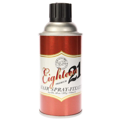18.21 Eighteen 21 Premium Hairspray by Pasteur Pharmacy, 9.6 oz, spray bottle for strong hold and styling.