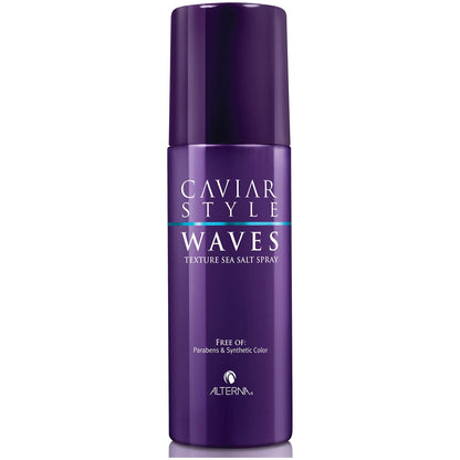 Alterna Caviar Style Waves Texture Sea Salt Hairspray 5oz, a natural finish hairspray with sea salt for textured, wavy hairstyles