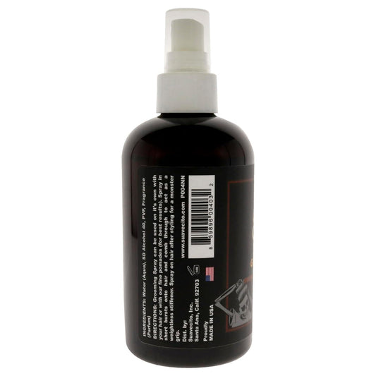 Suavecito Grooming Spray hairspray in 8 oz bottle, natural hold, ideal for styling and finishing hair.