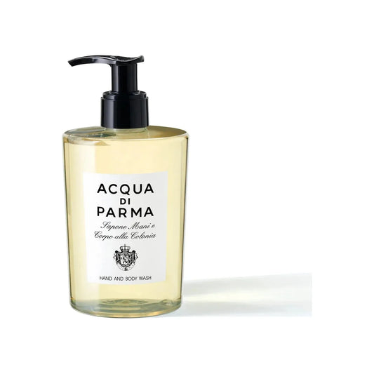Acqua Di Parma Colonia hand and body wash in 300ml bottle, with elegant packaging and fresh citrus scent.