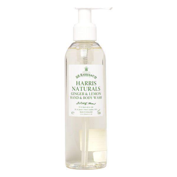 D. R. Harris & Co Ginger & Lemon Hand & Body Wash in 200ml bottle, featuring fresh ginger and lemon scent, natural cleansing formula.