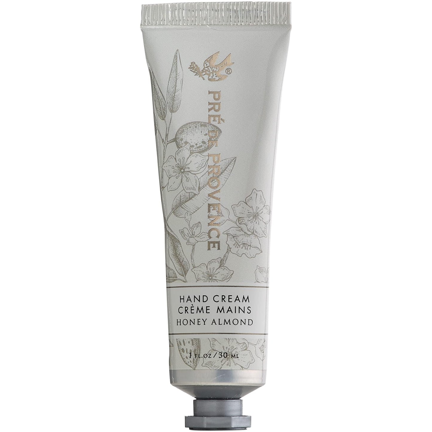Pre de Provence Riche Hand Butter in Honey Almond scent, smooth cream in a 1 fl oz jar, natural skincare from Pasteur Pharmacy.