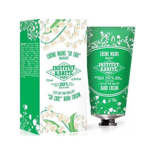 Institut Karite Paris Shea Hand Cream So Chic Lily of the Valley 75ml, creamy hand moisturizer with floral scent, natural ingredients
