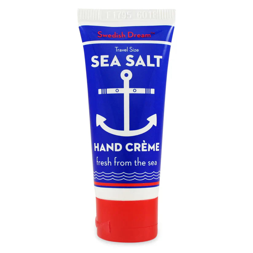 Travel size Swedish Dream Sea Salt hand cream by Pasteur Pharmacy, featuring nourishing hand moisturizer in a 0.75 fl oz tube.